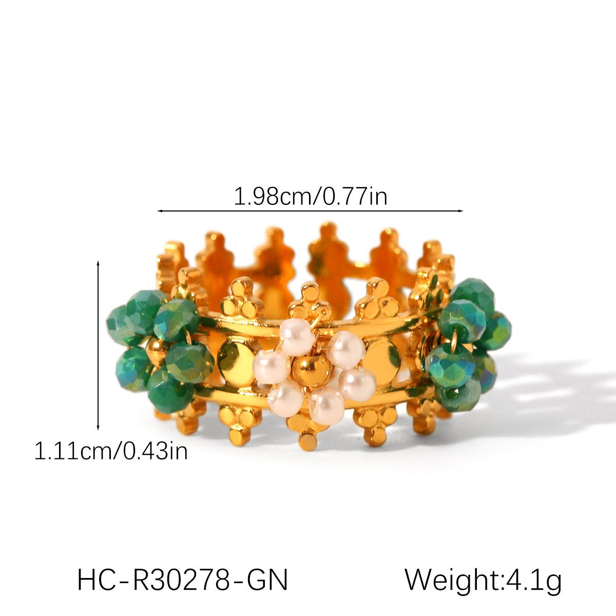 French light luxury vintage crown beaded flower ring, titanium steel non-fading ring for women, high-end hand jewelry зелёный
French light luxury vintage crown beaded flower ring, titanium steel non-fading ring for women, high-end hand jewelry зелёный