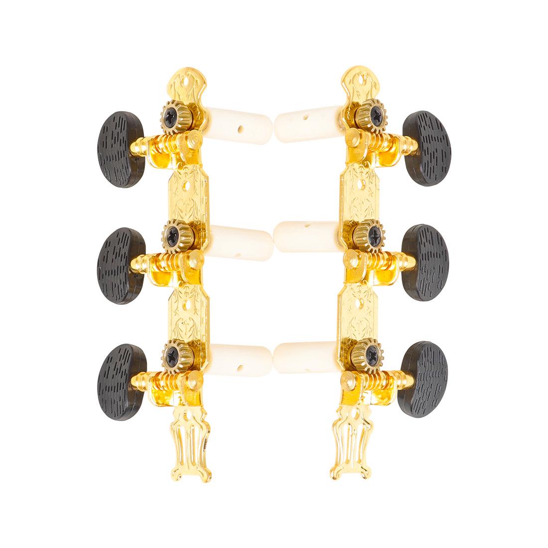 Gold Engraved Guitar Tuning Pegs with Screws, Three-Line Classical Open Style, Pack of Two.
Gold Engraved Guitar Tuning Pegs with Screws, Three-Line Classical Open Style, Pack of Two.