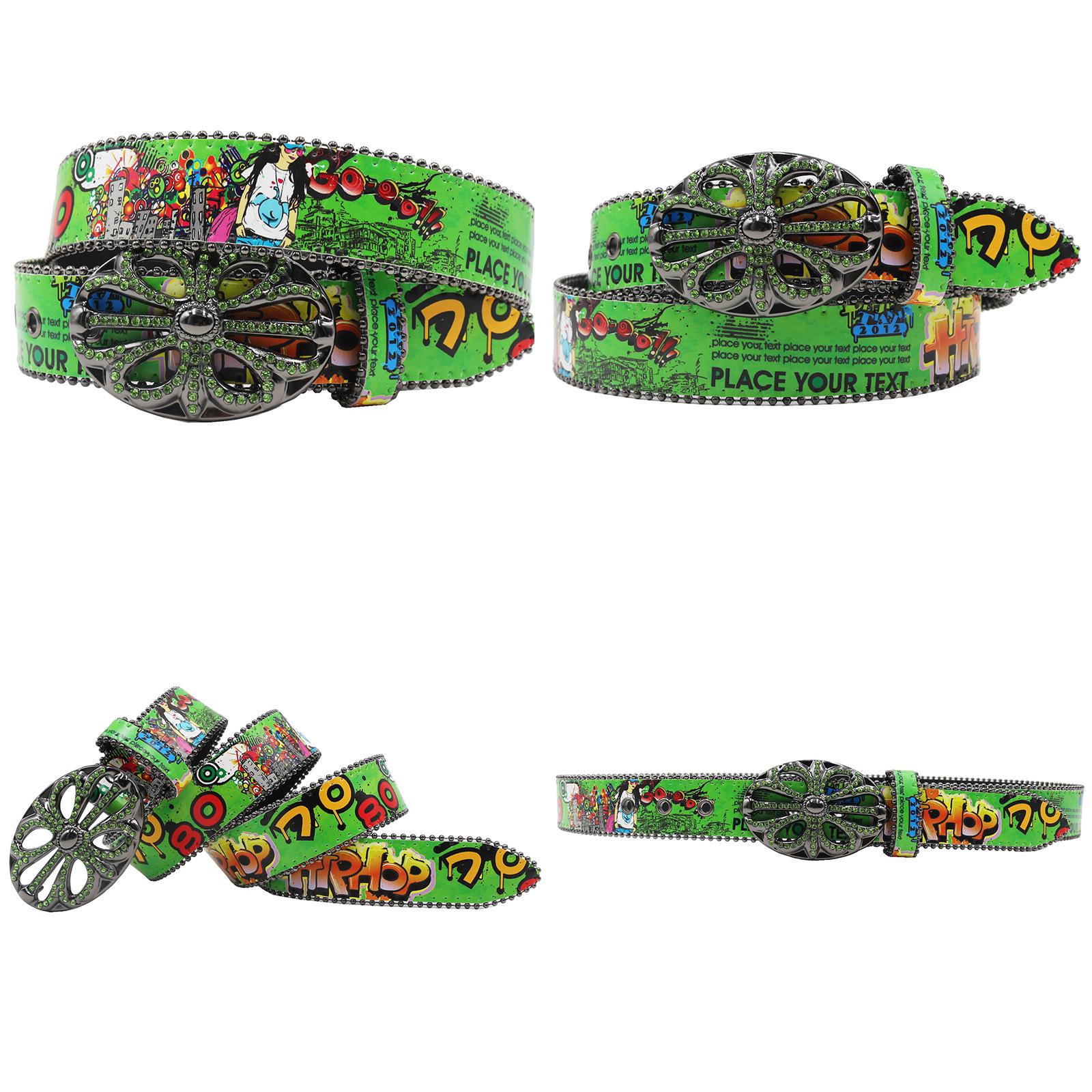 Croatian Rhinestone Graffiti Leather Y2K Belt: Versatile European & American Style 105 cm
Croatian Rhinestone Graffiti Leather Y2K Belt: Versatile European & American Style 105 cm