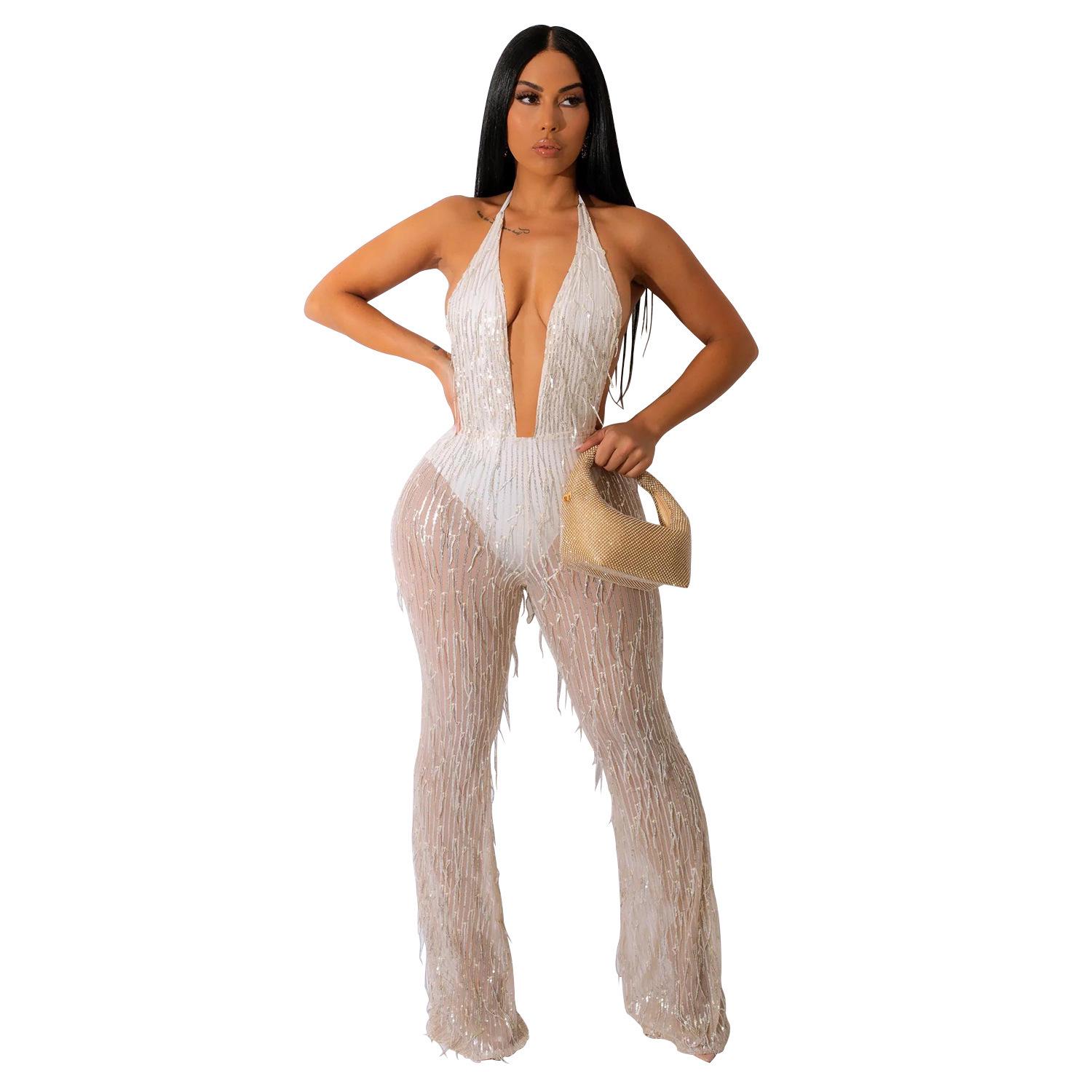 Women s Fashion Jumpsuit: Sequined Tassels, Mesh Sleeveless, Transparent Long Pants XXL
Women s Fashion Jumpsuit: Sequined Tassels, Mesh Sleeveless, Transparent Long Pants XXL