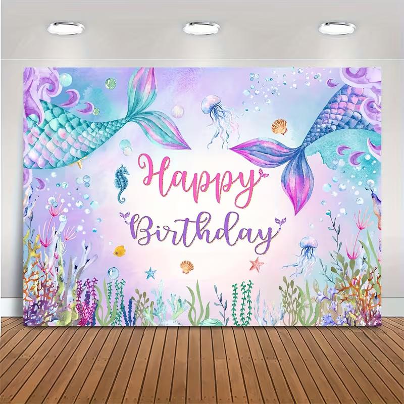 2D Watercolor Mermaid Tail & Coral Birthday Background Cloth, Ocean Tapestry 47.2x31.5inch/120*80cm
2D Watercolor Mermaid Tail & Coral Birthday Background Cloth, Ocean Tapestry 47.2x31.5inch/120*80cm