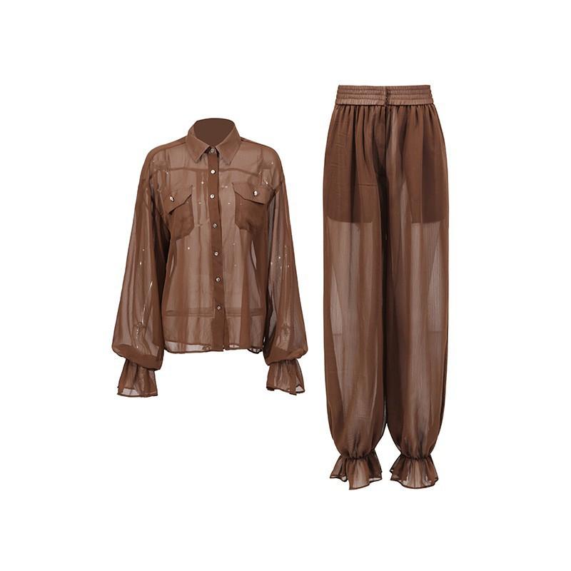 Temperament Casual Fashion Suit Women s Elegant Lapel Long-sleeve Shirt + High-waist Loose Cage Pants L темно-коричневого кольору
Temperament Casual Fashion Suit Women s Elegant Lapel Long-sleeve Shirt + High-waist Loose Cage Pants L темно-коричневого кольору