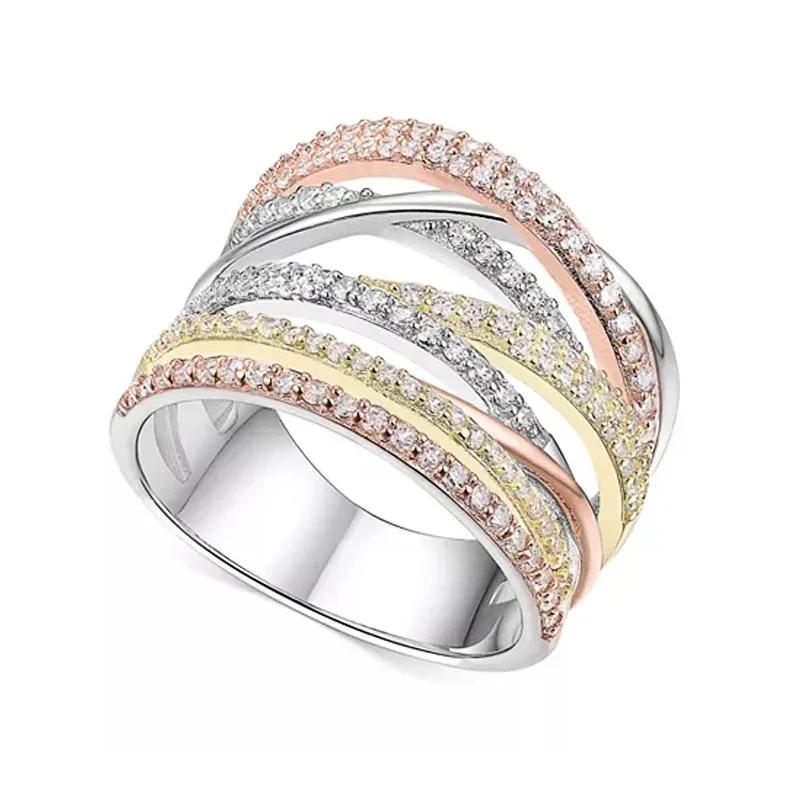 Two Tone Lines, Banquet Personality, Temperament, Zircon Ring, Women s Luxurious New High-end Geometric Elegant Accessories 9
Two Tone Lines, Banquet Personality, Temperament, Zircon Ring, Women s Luxurious New High-end Geometric Elegant Accessories 9