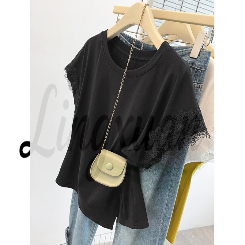 2026 Summer Plus Size Women s Chic Irregular Flutter Sleeve Lace Trim T-shirt. 2XL чорний
2026 Summer Plus Size Women s Chic Irregular Flutter Sleeve Lace Trim T-shirt. 2XL чорний