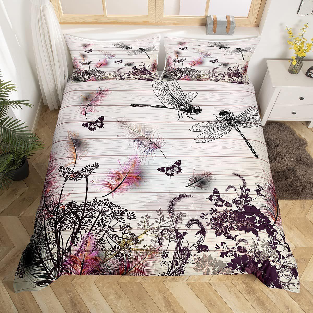 Dragonfly Quilt Cover Set Plant Flower Soft Comfortable Bedding Down Quilt Cover Three-Piece Set EU single 135*200
Dragonfly Quilt Cover Set Plant Flower Soft Comfortable Bedding Down Quilt Cover Three-Piece Set EU single 135*200