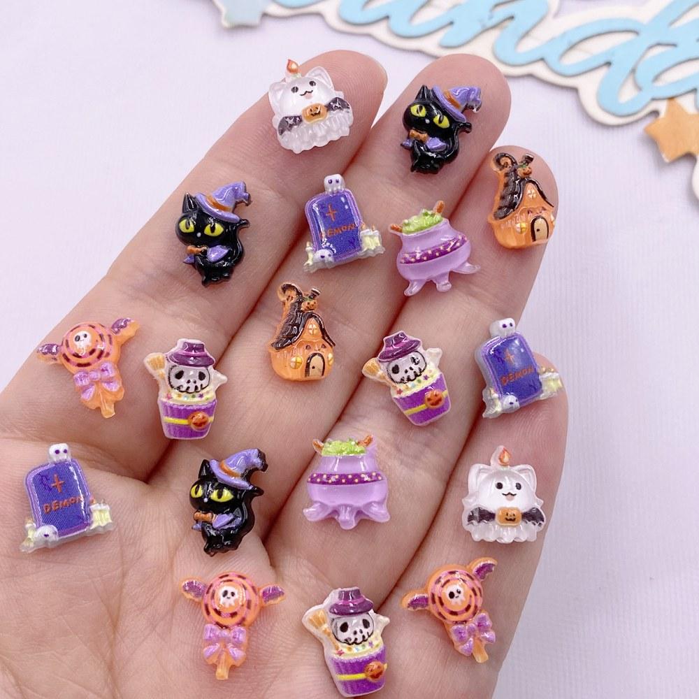 50pcs Resin Mini Colorful Cartoon Skull Bat Pumpkin Cat Flatback Rhinestone Nail Art Halloween Decor DIY Scrapbook Charms Crafts
50pcs Resin Mini Colorful Cartoon Skull Bat Pumpkin Cat Flatback Rhinestone Nail Art Halloween Decor DIY Scrapbook Charms Crafts