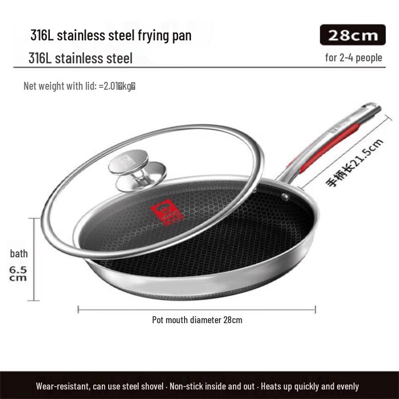 Kombach 316L Honeycomb Dual-Use Wok Frying Pan
Kombach 316L Honeycomb Dual-Use Wok Frying Pan
