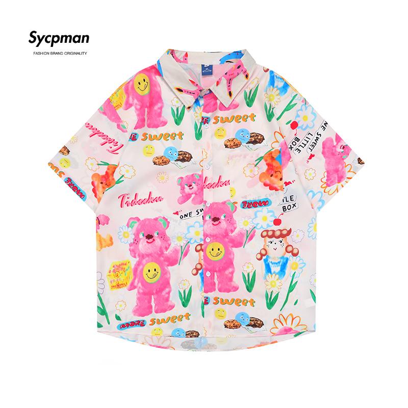 Sycpman ретро граффити милый маленький медвежонок принт рубашка с короткими рукавами для мужчин летний тренд свободные пары повседневные рубашки
Sycpman ретро граффити милый маленький медвежонок принт рубашка с короткими рукавами для мужчин летний тренд свободные пары повседневные рубашки