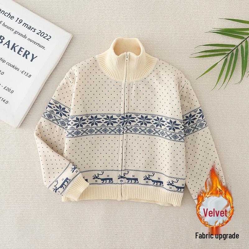Korean Style Girls Fleece-lined Sweater: Autumn/Winter Zipper Cardigan Coat 90 (Height 75-85cm) брудно-білий
Korean Style Girls Fleece-lined Sweater: Autumn/Winter Zipper Cardigan Coat 90 (Height 75-85cm) брудно-білий