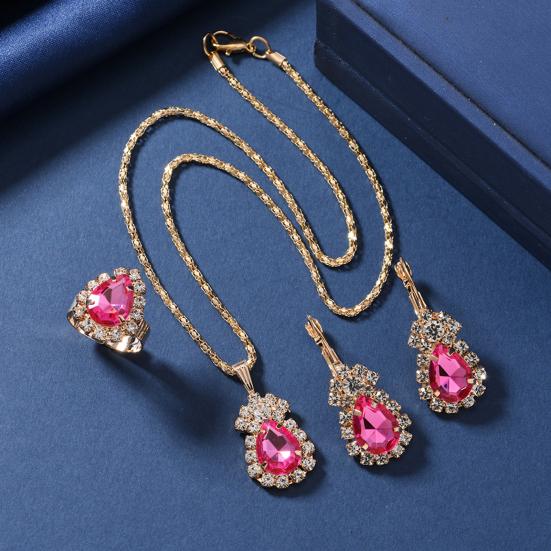 Yousheng 3Pcs/Set Women Jewelry Set Sparkling Rhinestones Pendant Necklace Drop Earrings Adjustable Ring Set Jewelry Gift рожевий червоний колір
Yousheng 3Pcs/Set Women Jewelry Set Sparkling Rhinestones Pendant Necklace Drop Earrings Adjustable Ring Set Jewelry Gift рожевий червоний колір