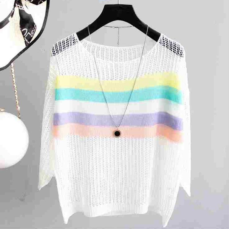 Вязаная блузка от солнца с вырезом, свободный тонкий топ, женский полый вязаный свитер с контрастной полосой и вырезом, женский сексуальный прозрачный свободный полосатый цветной блок S
Вязаная блузка от солнца с вырезом, свободный тонкий топ, женский полый вязаный свитер с контрастной полосой и вырезом, женский сексуальный прозрачный свободный полосатый цветной блок S