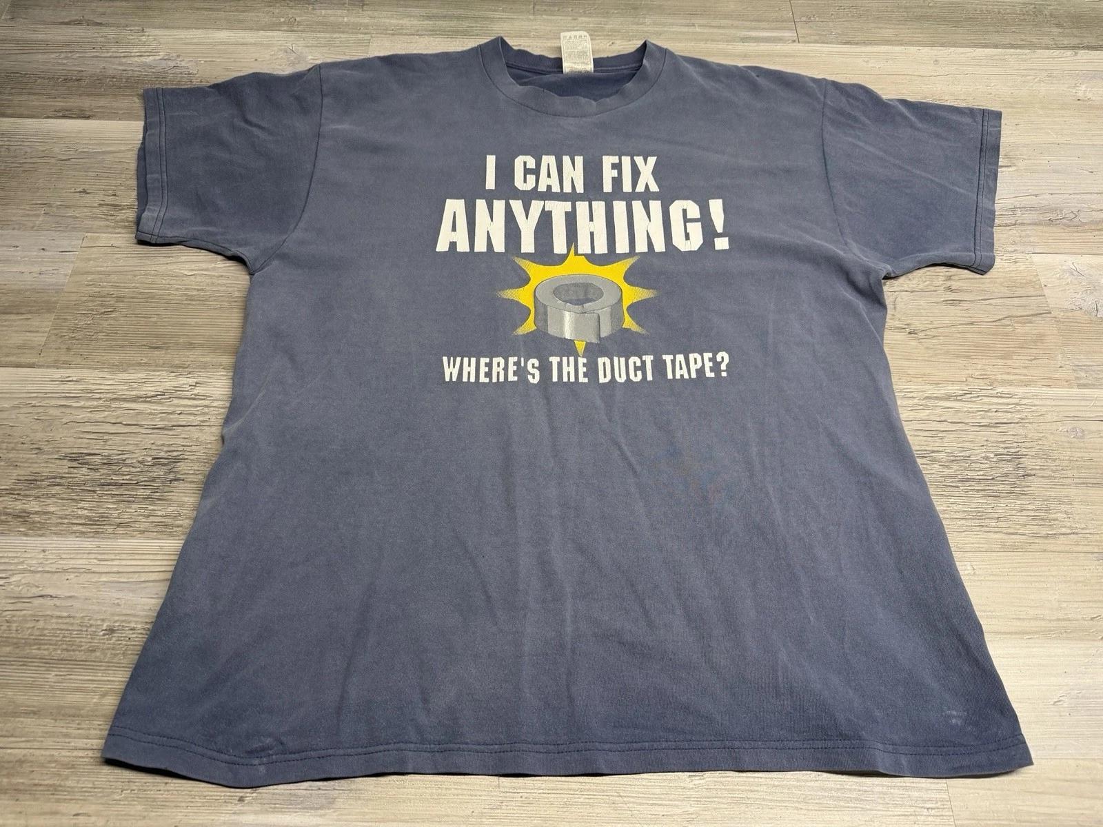 Vintage Dad Tool T-Shirt Funny I Can Fix Anything Where s The Duct Tape Size XL XL
Vintage Dad Tool T-Shirt Funny I Can Fix Anything Where s The Duct Tape Size XL XL