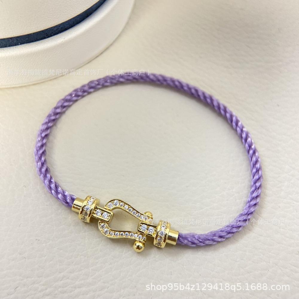 Hoof Buckle Violet Hand Rope 18k Rose Gold Horseshoe Buckle Bracelet Wire Rope Bracelet 21cm
Hoof Buckle Violet Hand Rope 18k Rose Gold Horseshoe Buckle Bracelet Wire Rope Bracelet 21cm