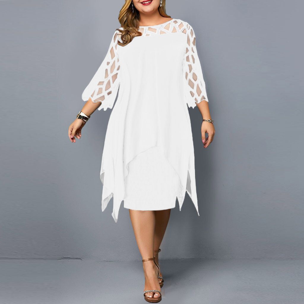 Women s White Round Neck Lace Sleeve Asymmetrical Hem Dress with Multi Color Options L білий
Women s White Round Neck Lace Sleeve Asymmetrical Hem Dress with Multi Color Options L білий