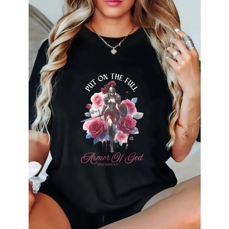 Women Casual T Shirt Black Put On The Full Armor Of God With Knight And Roses Design Christian Faith Statement Top For Everyday Wear XXXXL чорний
Women Casual T Shirt Black Put On The Full Armor Of God With Knight And Roses Design Christian Faith Statement Top For Everyday Wear XXXXL чорний
