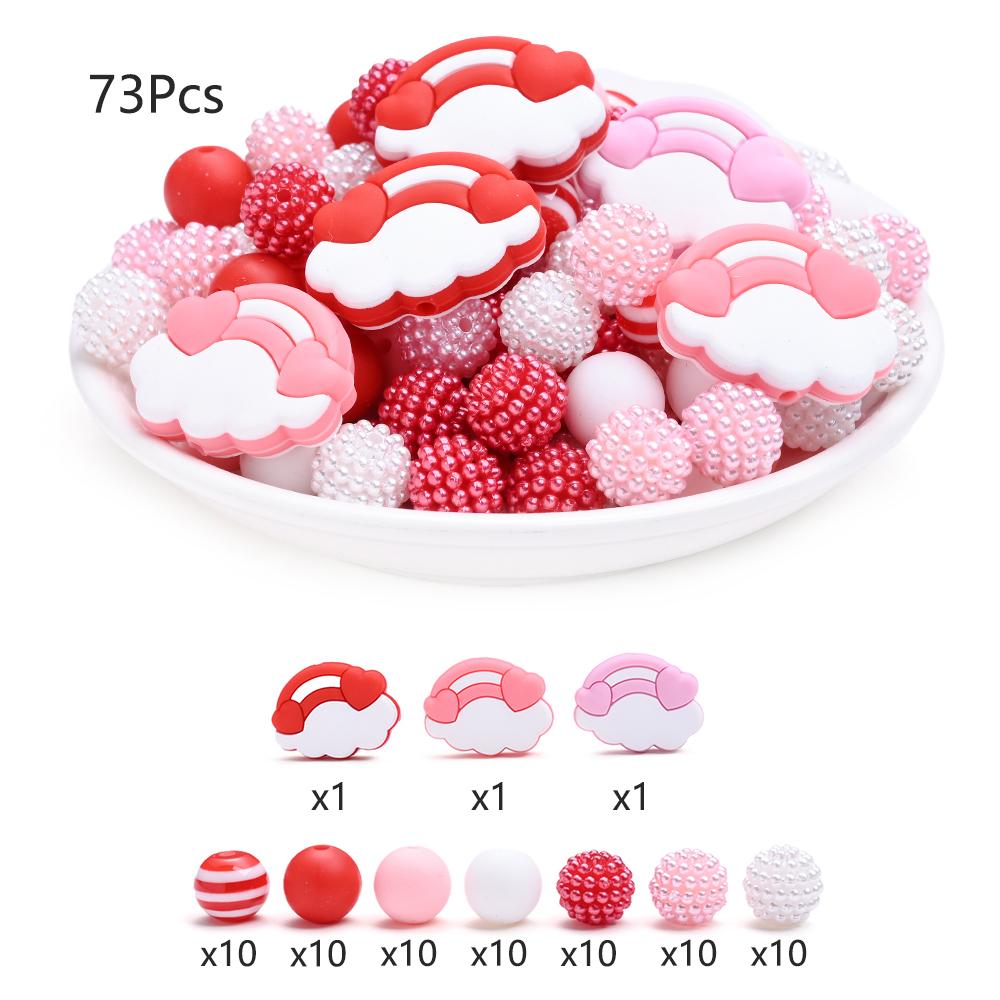 73Pcs 12mm Baby Round Silicone Teether Beads Pink Cloud Spacer Beads Set Jewelry Necklace Keychain Making Diy Set Accessories
73Pcs 12mm Baby Round Silicone Teether Beads Pink Cloud Spacer Beads Set Jewelry Necklace Keychain Making Diy Set Accessories