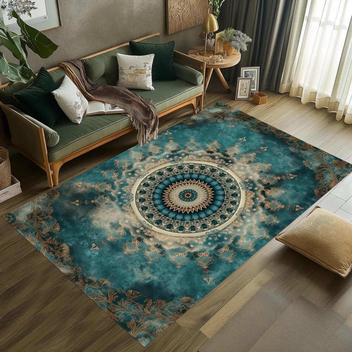 Floral Mandala Area Rug Teal Bohemian Carpet Washable Entryway Doormat for Bedroom Living Room Kitchen Mat 40X60cm
Floral Mandala Area Rug Teal Bohemian Carpet Washable Entryway Doormat for Bedroom Living Room Kitchen Mat 40X60cm