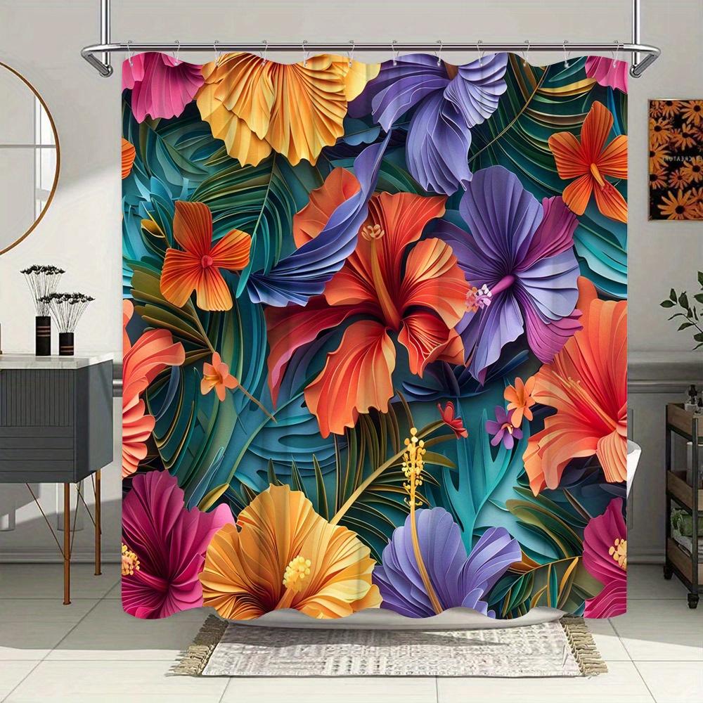 Vibrant Tropical Floral Waterproof Shower Curtain For Modern Bathroom Decor, Stylish And Durable, Perfect For Home Use W60H190(CM)-1 Pcs
Vibrant Tropical Floral Waterproof Shower Curtain For Modern Bathroom Decor, Stylish And Durable, Perfect For Home Use W60H190(CM)-1 Pcs