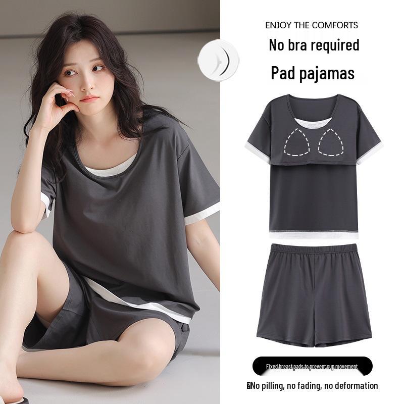 Women s Summer Lightweight Short Sleeve Shorts Set with Chest Pads - Modal Cotton Casual Wear M (40-50kg)
Women s Summer Lightweight Short Sleeve Shorts Set with Chest Pads - Modal Cotton Casual Wear M (40-50kg)