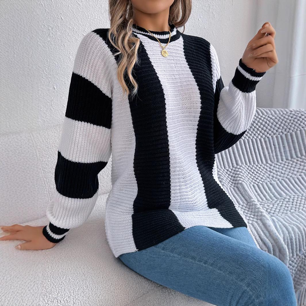 HNXC Autumn and Winter Casual Color-blocking Striped Lantern Long-sleeved Pullover Sweater Women s Wear S
HNXC Autumn and Winter Casual Color-blocking Striped Lantern Long-sleeved Pullover Sweater Women s Wear S