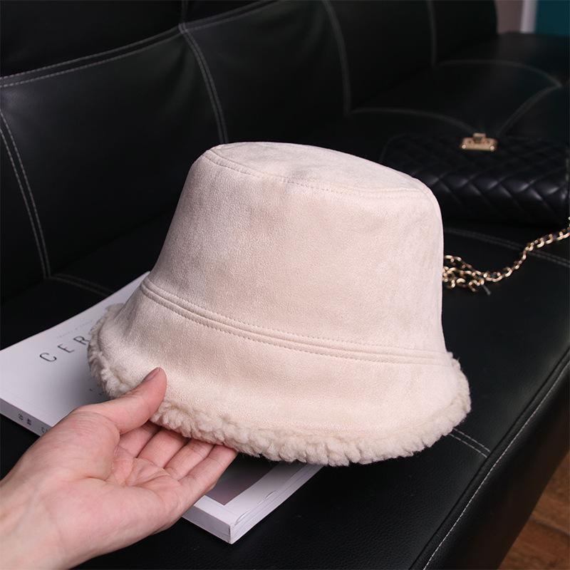 Новая зимняя шапка женская плюшевая теплая шляпа рыбака в стиле ретро из оленьей кожи и овечьей шерсти шляпа-ведро повседневная One Size