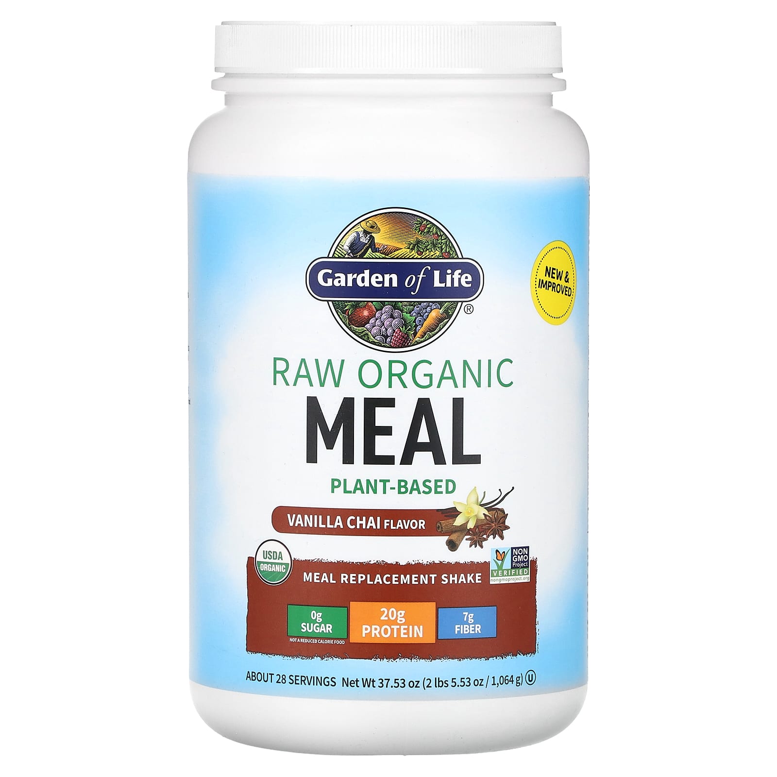 Garden of Life, RAW Organic Meals, Shakes & Substitutes, Vanilla Spiced Chai, 2 lbs 2 oz (907 g)
Garden of Life, RAW Organic Meals, Shakes & Substitutes, Vanilla Spiced Chai, 2 lbs 2 oz (907 g)