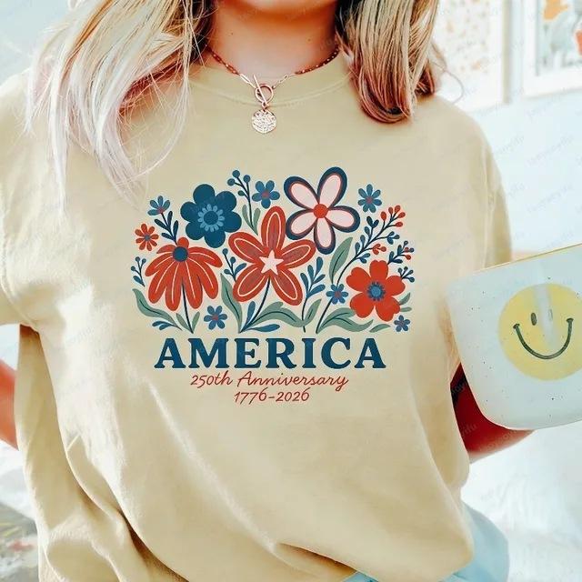 Floral Flag United States 250 Years Tops Independence Day Shirt 250th Anniversary Tee 4th of July Patriotic Women Casual Apparel 4XL
Floral Flag United States 250 Years Tops Independence Day Shirt 250th Anniversary Tee 4th of July Patriotic Women Casual Apparel 4XL