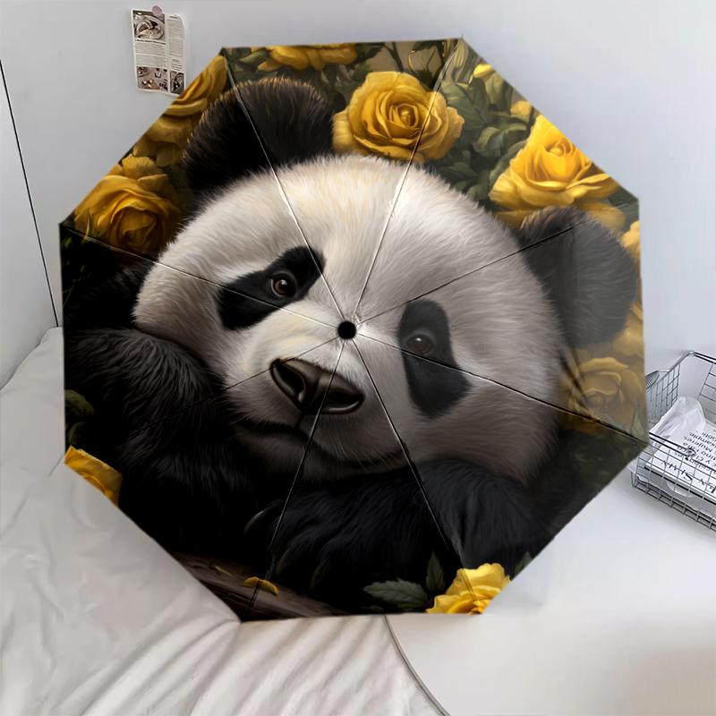 Panda and Rose pattern, automatic folding umbrella, portable and foldable design, 8 ribs, a Christmas or birthday gift.
Panda and Rose pattern, automatic folding umbrella, portable and foldable design, 8 ribs, a Christmas or birthday gift.