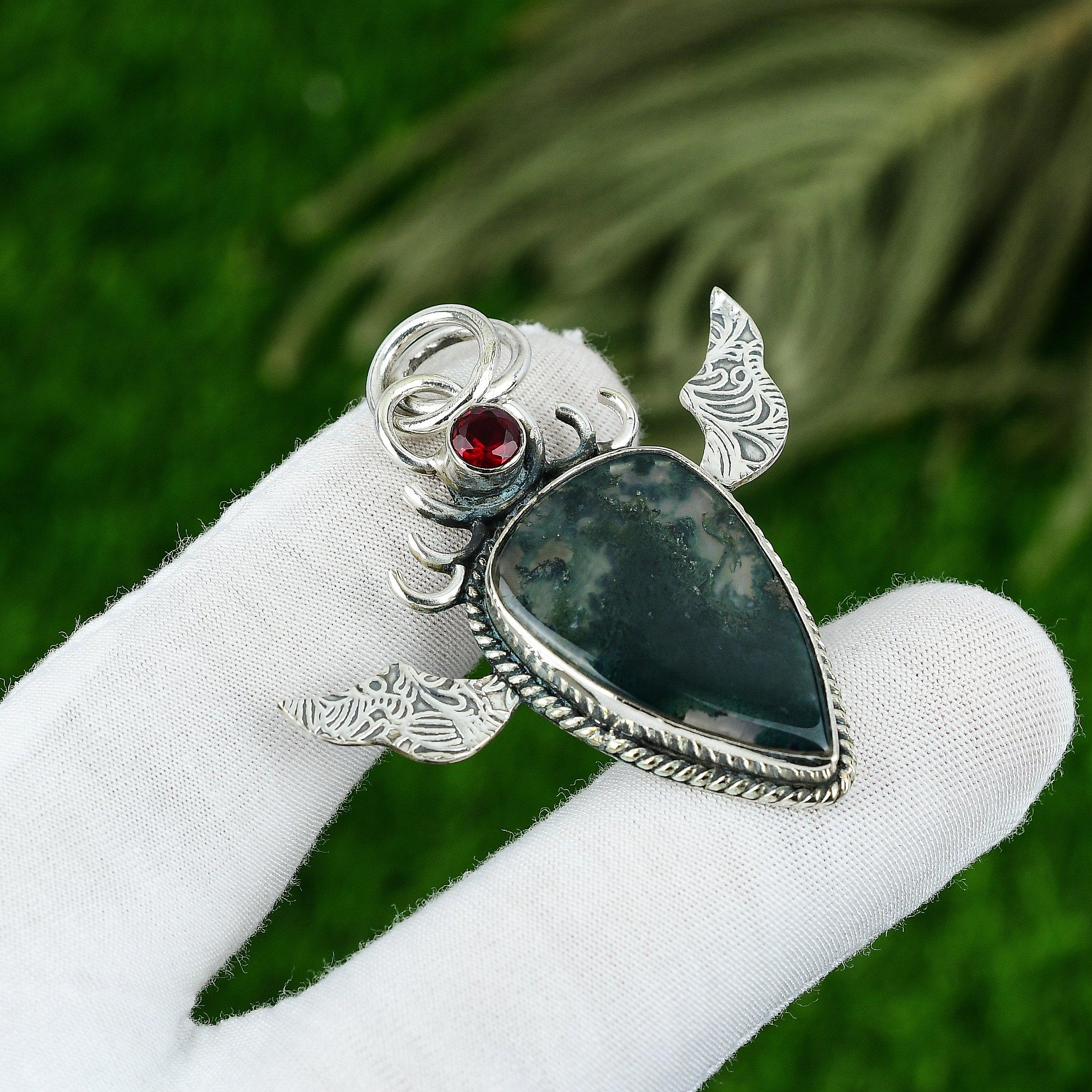 Solar Moss Agate Stone Mozambique Garnet 925 Sterling Silver New Pendant Jewelry
Solar Moss Agate Stone Mozambique Garnet 925 Sterling Silver New Pendant Jewelry