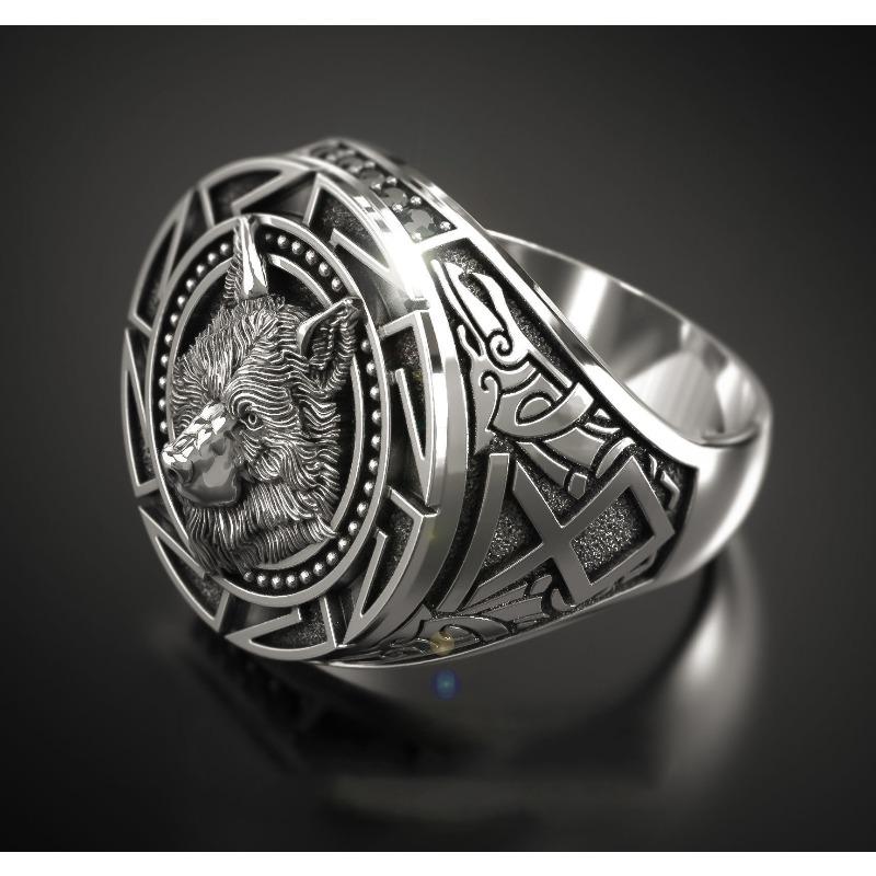 Zhenrong retro wolf totem Thai silver ring, Norse mythology Viking warrior wolf head men s ring No. 12
Zhenrong retro wolf totem Thai silver ring, Norse mythology Viking warrior wolf head men s ring No. 12