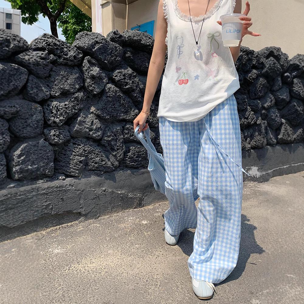 Song Zhengen Women’s High Waist Light Blue Plaid Wide-Leg Summer Pants S (80-95kg)
Song Zhengen Women’s High Waist Light Blue Plaid Wide-Leg Summer Pants S (80-95kg)