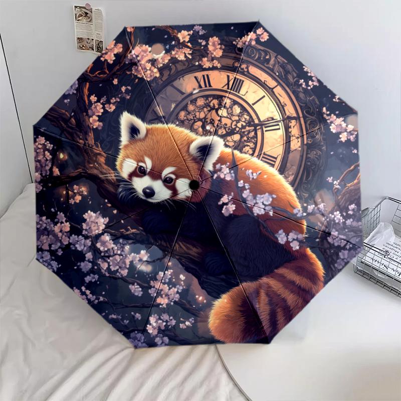 Red Panda and Flower pattern, automatic folding umbrella, portable and foldable design, 8 ribs, a Christmas or birthday gift.
Red Panda and Flower pattern, automatic folding umbrella, portable and foldable design, 8 ribs, a Christmas or birthday gift.