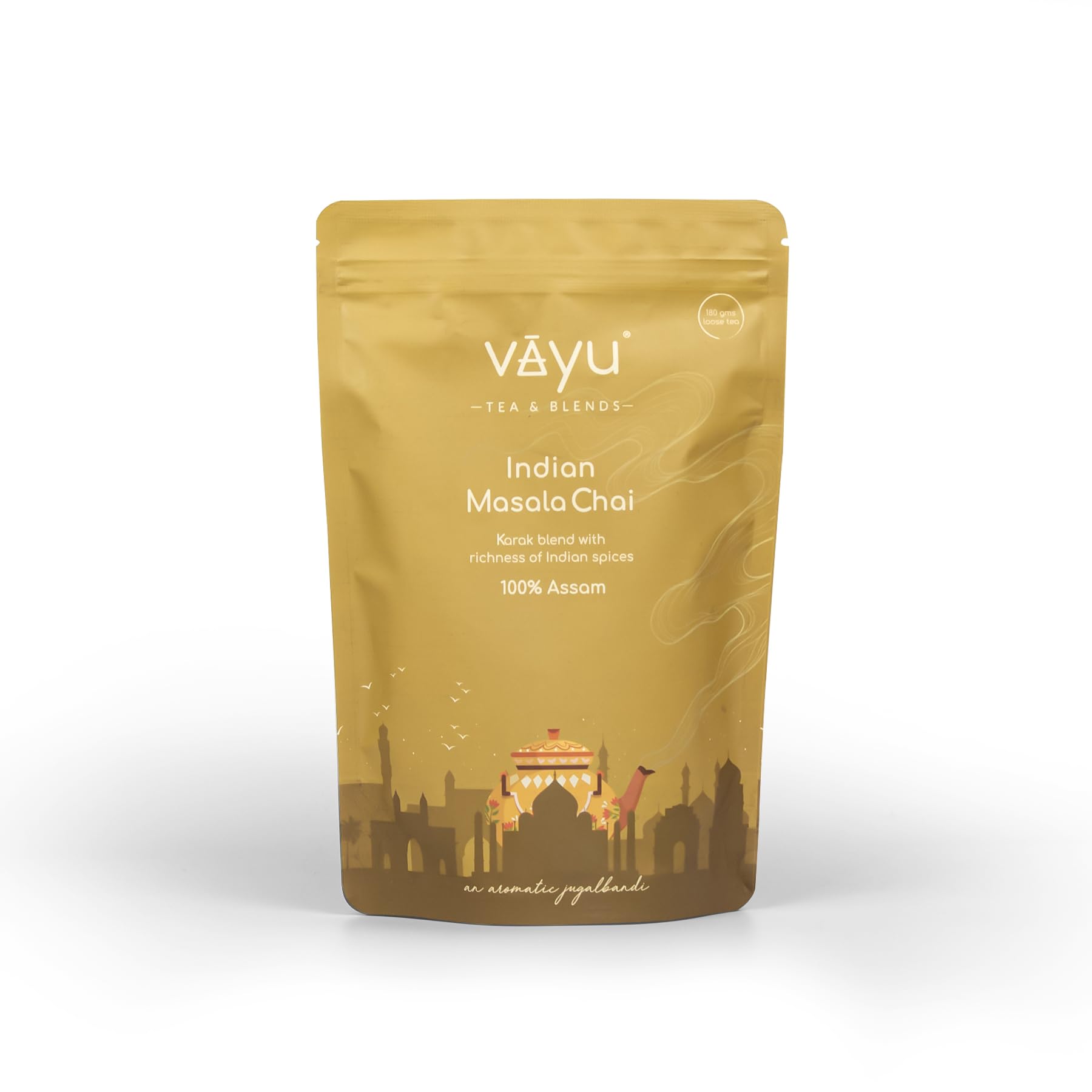 Vayu Indian Masala Chai - 180 gm Loose Tea - Premium Assam black tea with 100% Natural Indian Spices - Ginger, Cinnamon, Cardamom - Kadak & rich bl
Vayu Indian Masala Chai - 180 gm Loose Tea - Premium Assam black tea with 100% Natural Indian Spices - Ginger, Cinnamon, Cardamom - Kadak & rich bl