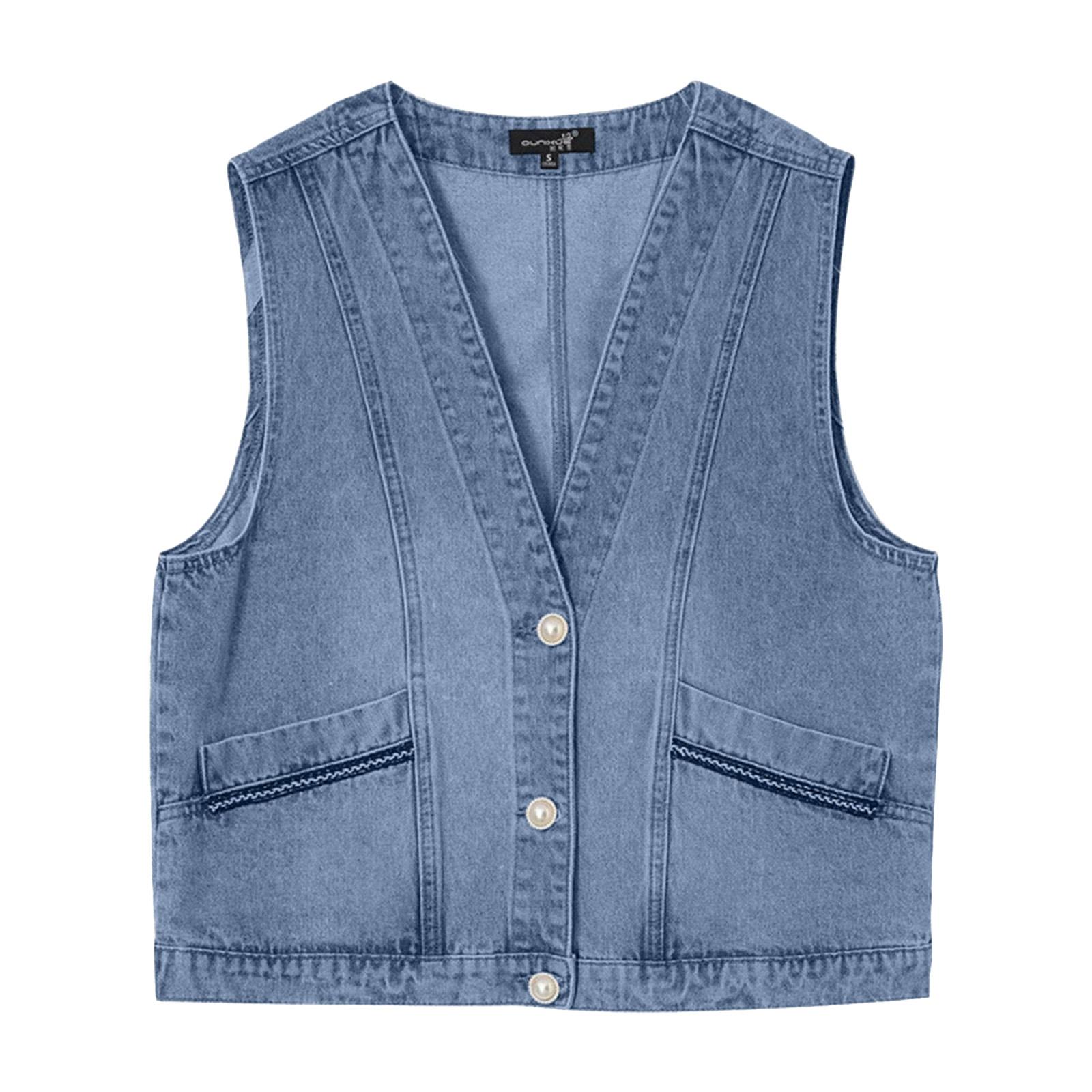 Denim Vest Jacket Sleeveless Button Front Casual Outerwear Lightweight Washed Fabric Spring Style XL
Denim Vest Jacket Sleeveless Button Front Casual Outerwear Lightweight Washed Fabric Spring Style XL