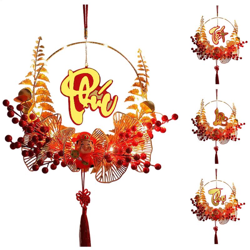 Lunar New Year Wreath Glowing Spring Festival Ornaments Front Door Wreath Pendant Decorative Ornaments for Living Room Porch
Lunar New Year Wreath Glowing Spring Festival Ornaments Front Door Wreath Pendant Decorative Ornaments for Living Room Porch