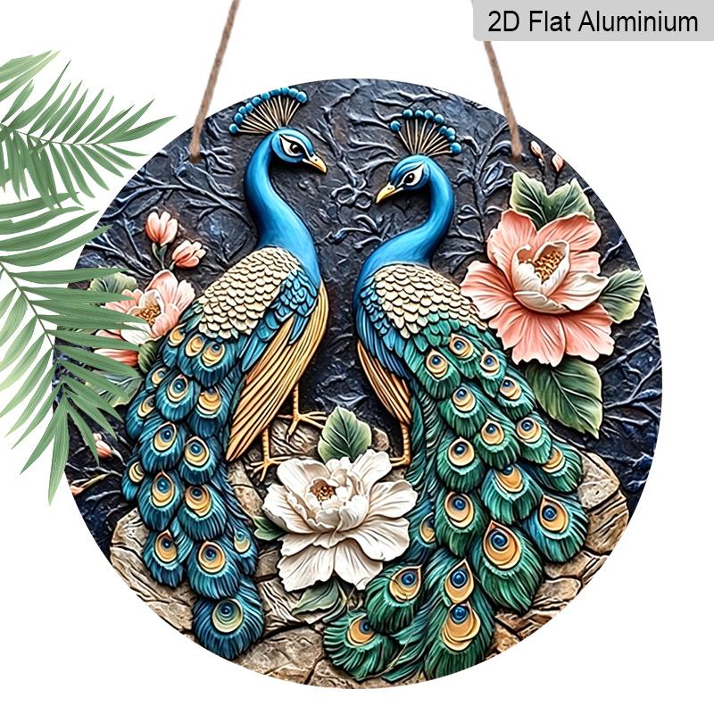 2D Flat Vintage Peacock and Floral Round Aluminum Sign, Available in Multiple Sizes, Featuring A Blue-Green Peacock and Pink Flowers. Suitable for 20*20cm
2D Flat Vintage Peacock and Floral Round Aluminum Sign, Available in Multiple Sizes, Featuring A Blue-Green Peacock and Pink Flowers. Suitable for 20*20cm