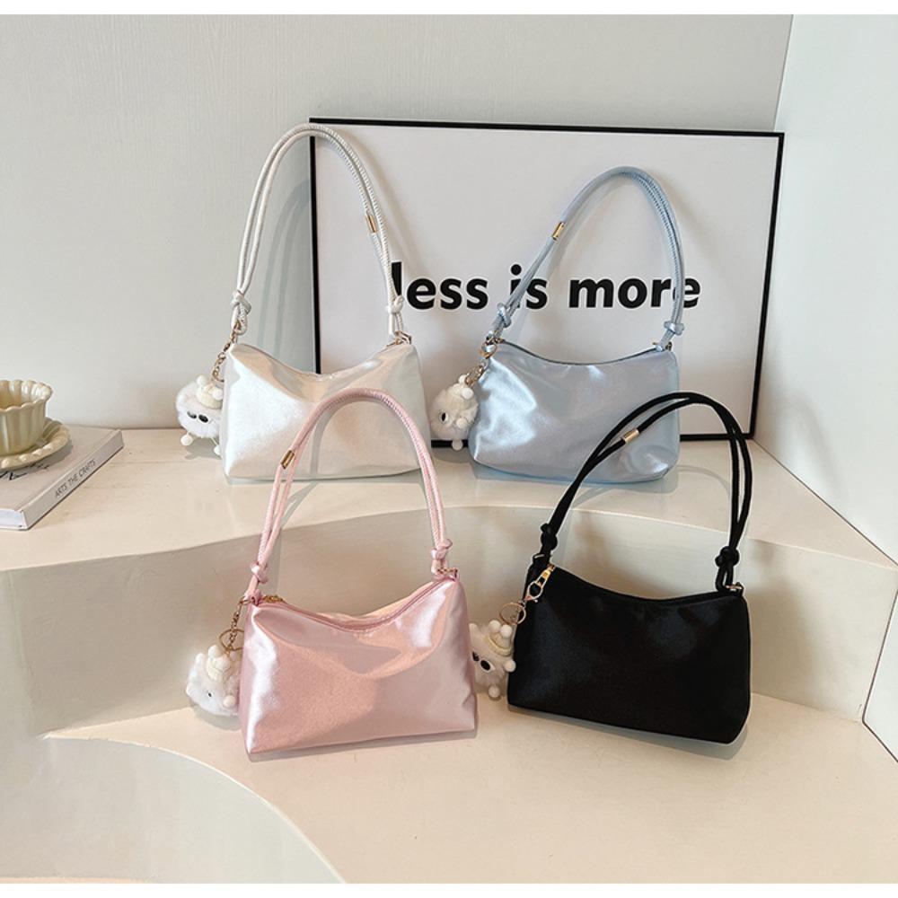 Solid Color Satin Underarm Bag Smooth Leisure Shoulder Bag New Tote Bag White-No Pendant
Solid Color Satin Underarm Bag Smooth Leisure Shoulder Bag New Tote Bag White-No Pendant