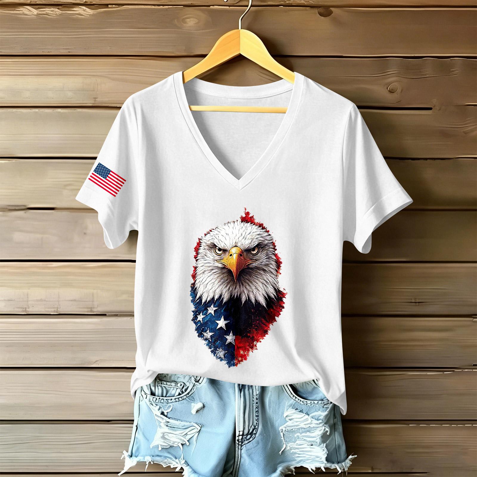 Women Casual V Neck Short Sleeve T Shirt with Eagle Print and Flag Detail Lightweight Comfortable Top for Everyday Wear XL білий
Women Casual V Neck Short Sleeve T Shirt with Eagle Print and Flag Detail Lightweight Comfortable Top for Everyday Wear XL білий