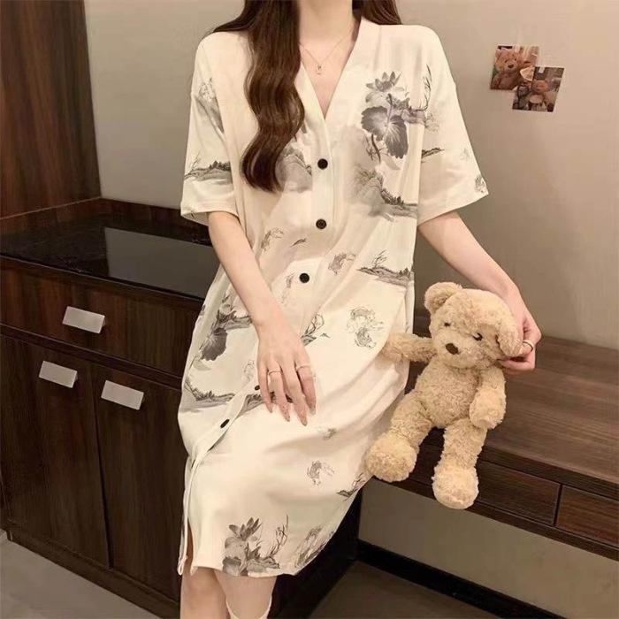 Women s Short Sleeve Mid-Length Summer Nightgown Cardigan - No Padding, Pure Imitation Cotton, One Size. One Size
Women s Short Sleeve Mid-Length Summer Nightgown Cardigan - No Padding, Pure Imitation Cotton, One Size. One Size