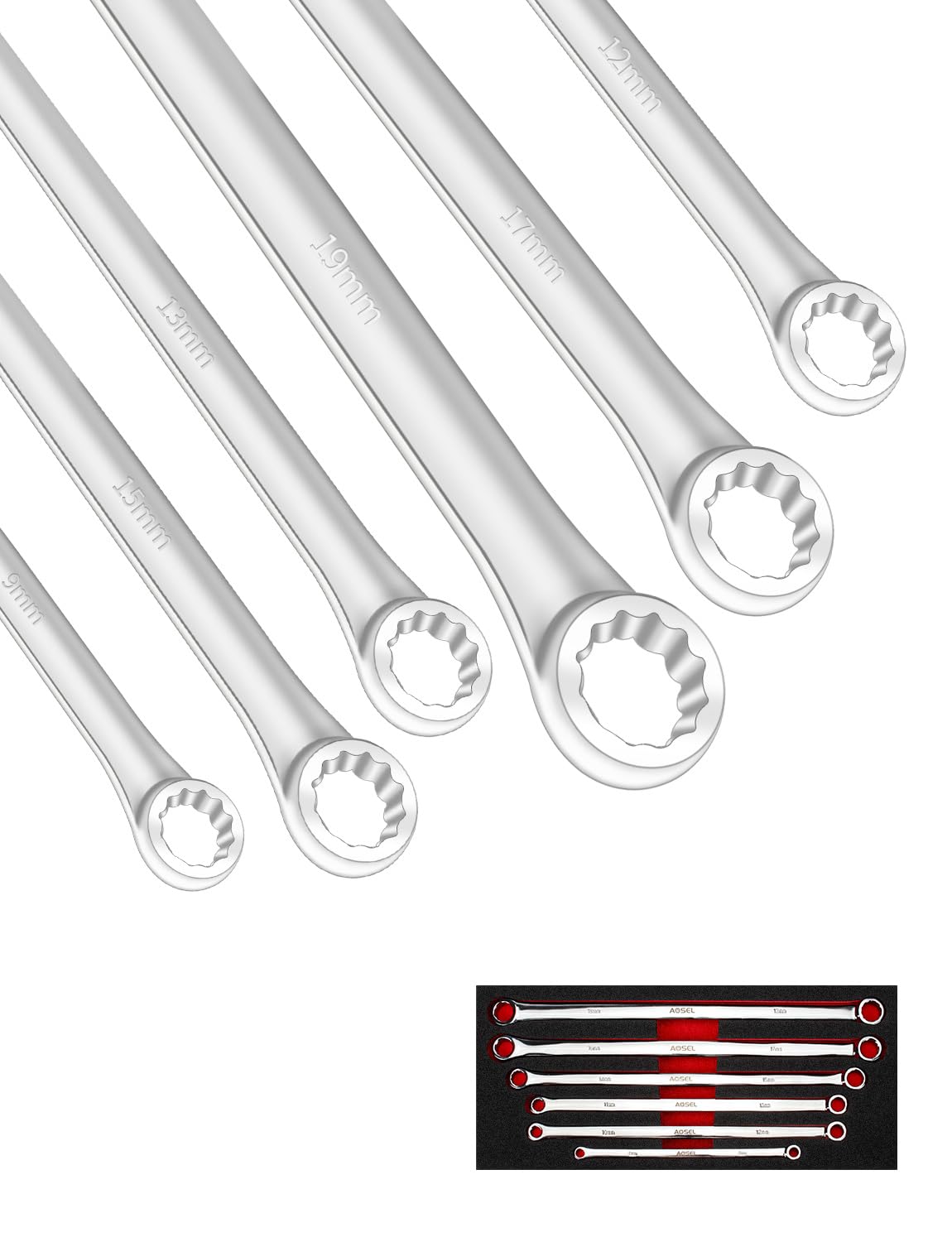 AOSEL Extra Long Straight Wrench Mirror Set of with Storage Case Open-End Set, Finish, 6,
AOSEL Extra Long Straight Wrench Mirror Set of with Storage Case Open-End Set, Finish, 6,