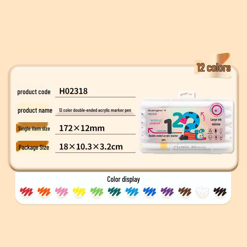 Broad Double-Ended Acrylic Marker Pens, Opaque Stackable Colors, Hard & Soft Tips for Elementary Students
Broad Double-Ended Acrylic Marker Pens, Opaque Stackable Colors, Hard & Soft Tips for Elementary Students