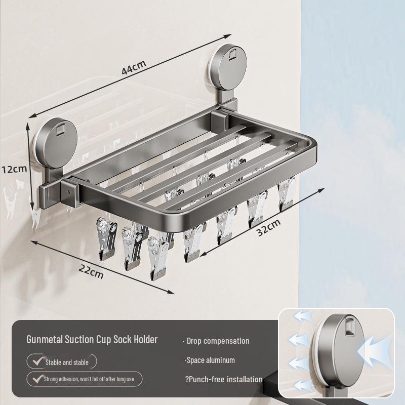 Folding Suction Cup Sock Drying Rack with Clips for Balcony Use
Folding Suction Cup Sock Drying Rack with Clips for Balcony Use