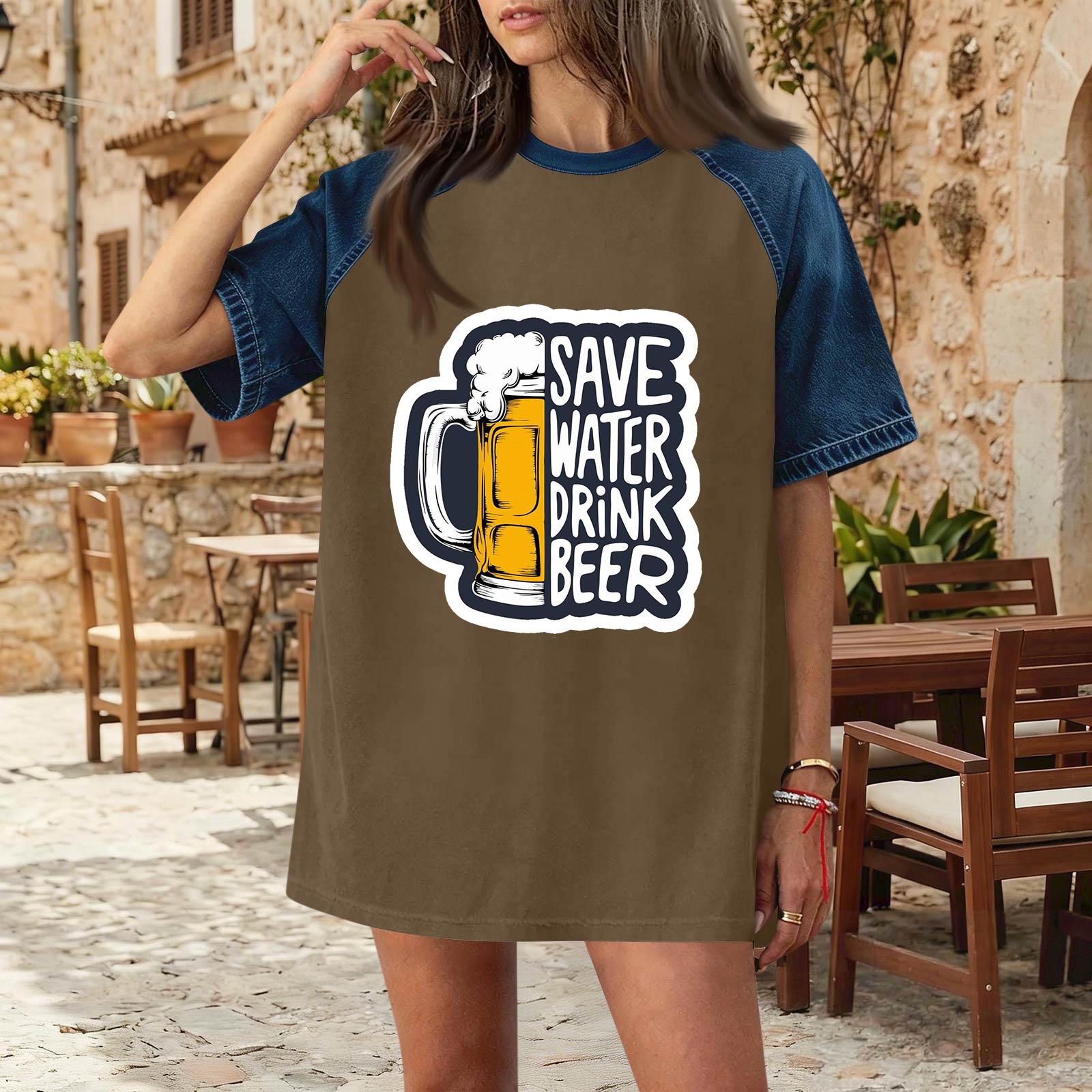 Casual Women Denim Patchwork Oktoberfest Graphic T Shirt Comfortable Short Sleeve Loose Fit Top for Daily Wear XL
Casual Women Denim Patchwork Oktoberfest Graphic T Shirt Comfortable Short Sleeve Loose Fit Top for Daily Wear XL