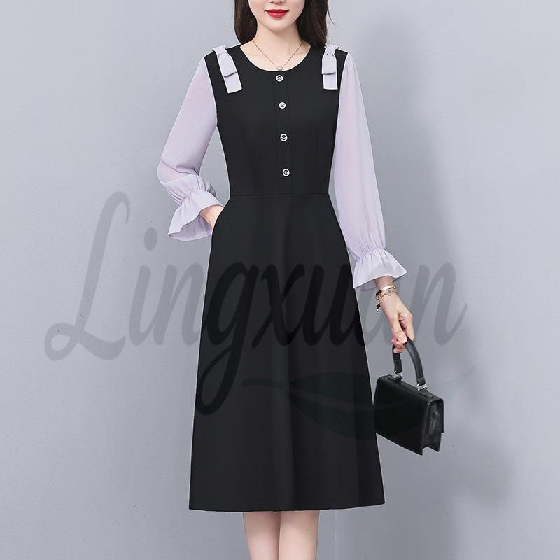 Patchwork Color Block Elegant Slim Fit Plus Size Women s Mid-length Long Sleeve Dress for Spring and Autumn 2XL чорний
Patchwork Color Block Elegant Slim Fit Plus Size Women s Mid-length Long Sleeve Dress for Spring and Autumn 2XL чорний