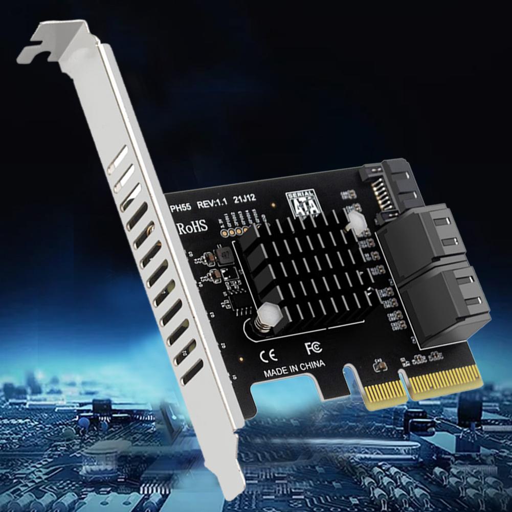 Плата розширення PCIe до 5 портів SATA3.0. Картка PCIe SATA з мікросхемою Jmb585 підтримує каскадну обрізку для Windows/Linux/Mac OS
Плата розширення PCIe до 5 портів SATA3.0. Картка PCIe SATA з мікросхемою Jmb585 підтримує каскадну обрізку для Windows/Linux/Mac OS