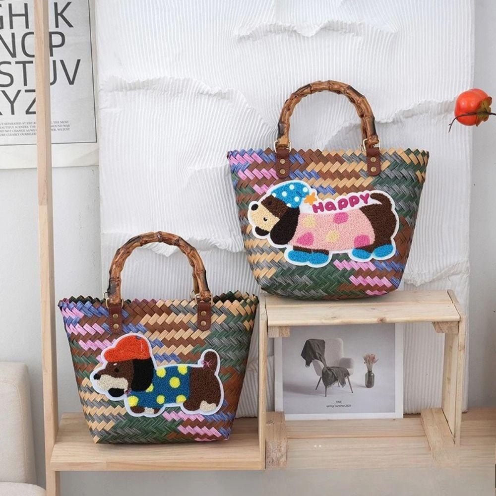 Puppy Pattern Weave Tote Bag Creative Summer Women s Handbag Retro Striped Woven Bag Daily Commute Style 1
Puppy Pattern Weave Tote Bag Creative Summer Women s Handbag Retro Striped Woven Bag Daily Commute Style 1