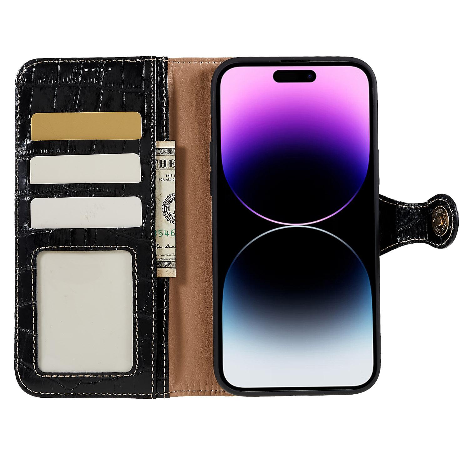 For iPhone 14 Pro Max Genuine Cowhide Leather Phone Case Crocodile Texture Stand Flip Wallet Cover Brown
For iPhone 14 Pro Max Genuine Cowhide Leather Phone Case Crocodile Texture Stand Flip Wallet Cover Brown