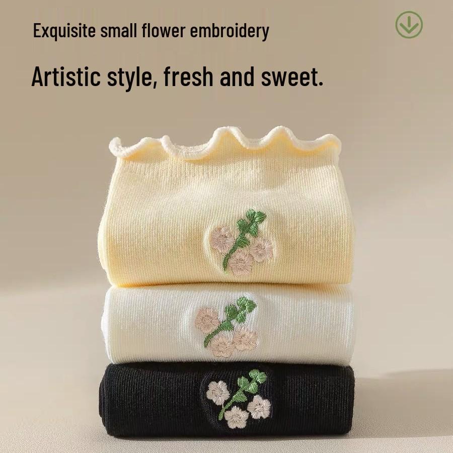 Women s Cotton Embroidered Ruffled Socks - Breathable, Moisture-Wicking, Mid-Calf, Perfect for Commuting Black Ruffle Edge
Women s Cotton Embroidered Ruffled Socks - Breathable, Moisture-Wicking, Mid-Calf, Perfect for Commuting Black Ruffle Edge
