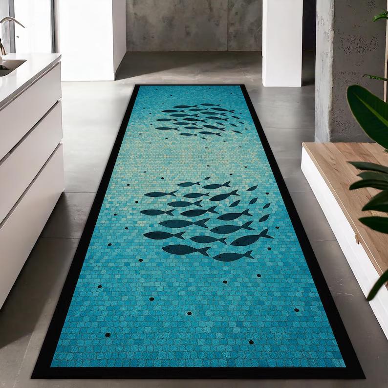 Blue Fish Runner Rug Ocean-Inspired Kitchen Floor Mat Coastal Hallway Carpet Underwater Themed Bedroom Home Decor 40X120CM
Blue Fish Runner Rug Ocean-Inspired Kitchen Floor Mat Coastal Hallway Carpet Underwater Themed Bedroom Home Decor 40X120CM