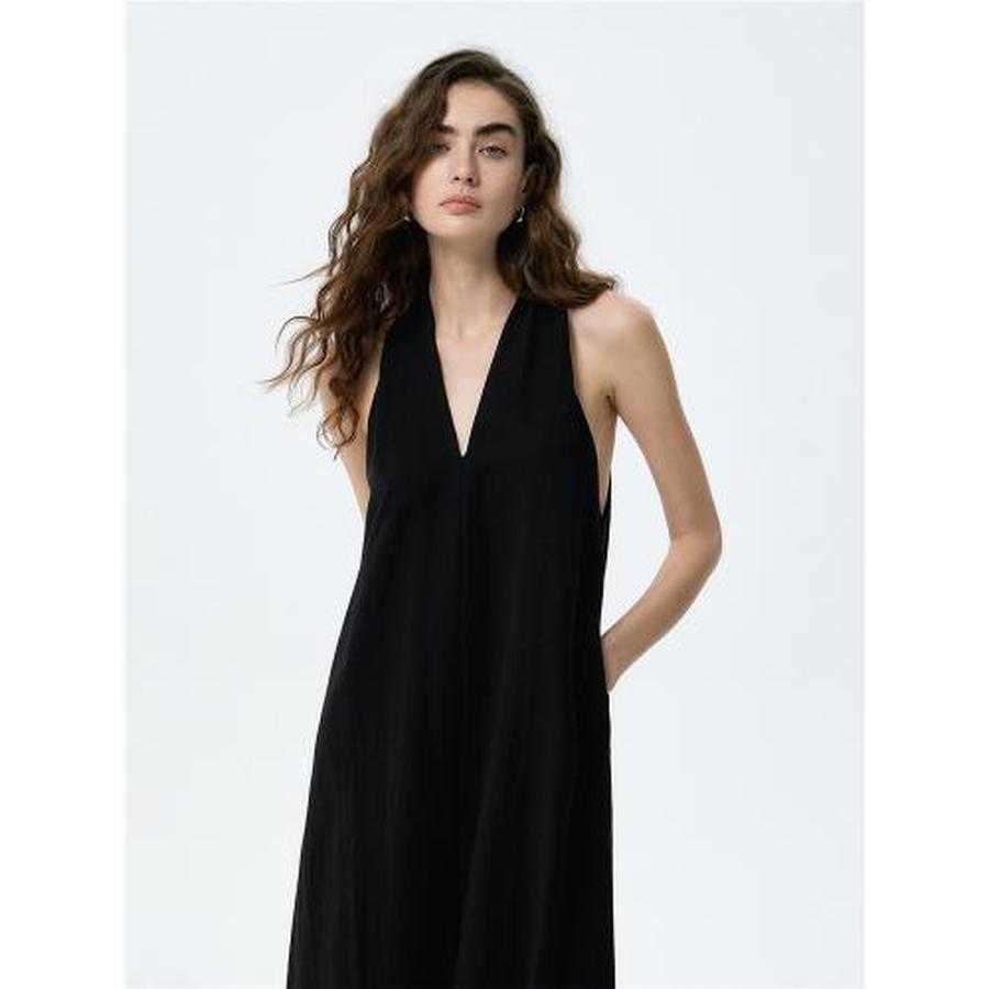 New Flowing Suspended V-Neck Cotton Linen Dress Loose A-Line Sleeveless Maxi Dress L чорний
New Flowing Suspended V-Neck Cotton Linen Dress Loose A-Line Sleeveless Maxi Dress L чорний